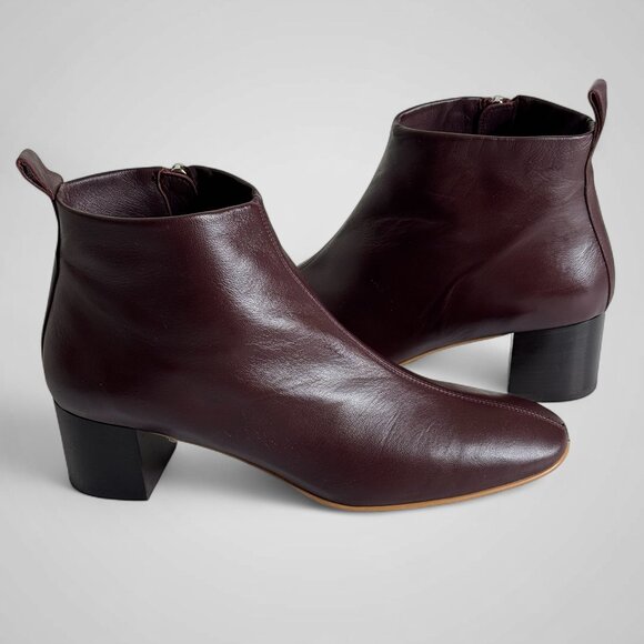 NIB Everlane Ankle Day Boot Woman's 11 Ankle Burgundy Soft Italian Leather - Picture 1 of 13